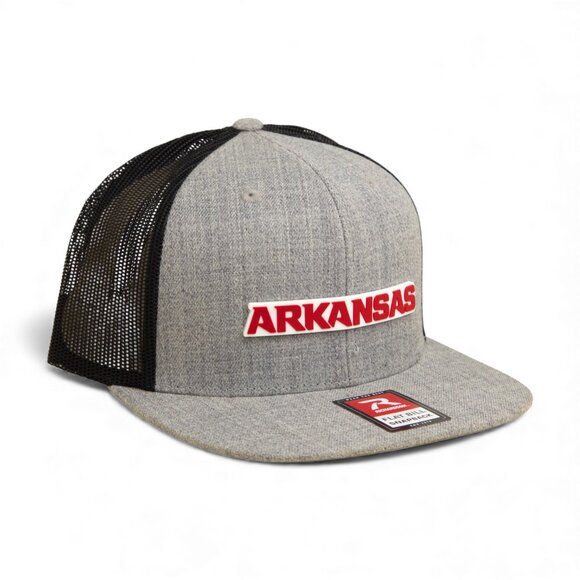 Arkansas Razorbacks ARKANSAS Red 3D Wool Blend Flat Bill Hat- Heather Grey/ Blac - Picture 1 of 3